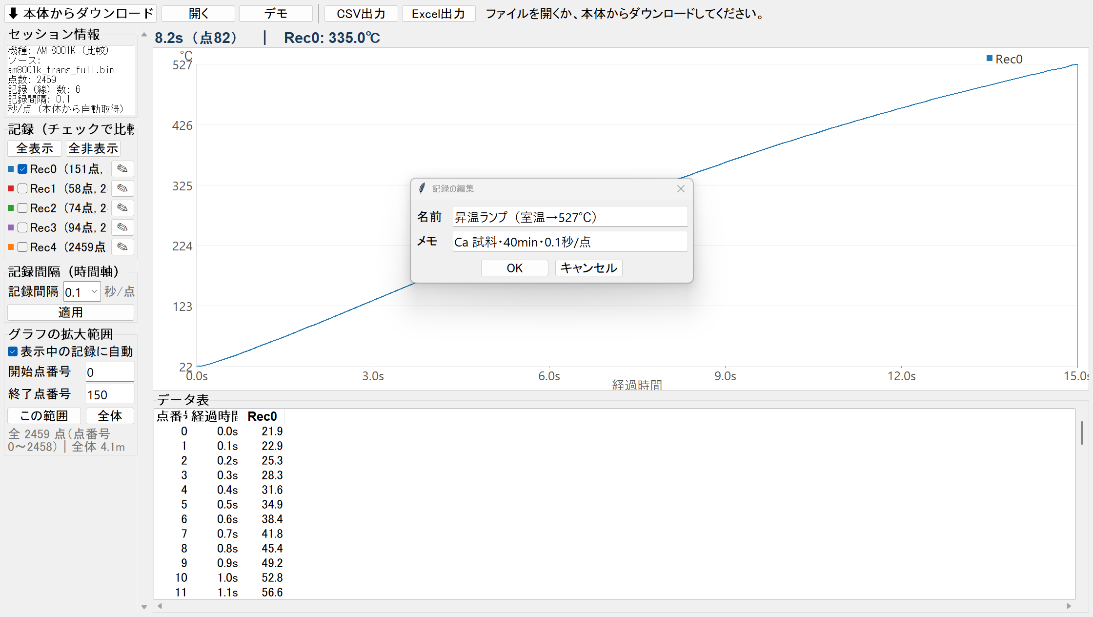 記録に名前・メモを付ける（再読込で自動復元）